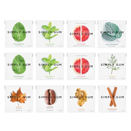 Simply Gum | Sampler Pack | Plant- Based Chewing Gum | Pack of 12 (180 Pieces...
