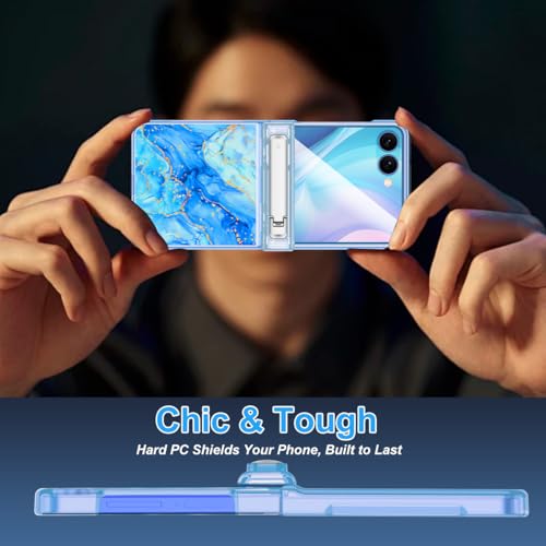 Shecaset for Galaxy Z Flip 7 Case,[Compatible with MagSafe][Built-in Screen Protector][Kickstand][Hinge Protection],Hard PC Slim Fit Shockproof Protective Case for Samsung Galaxy Z Flip 7,Sky Blue - image 7