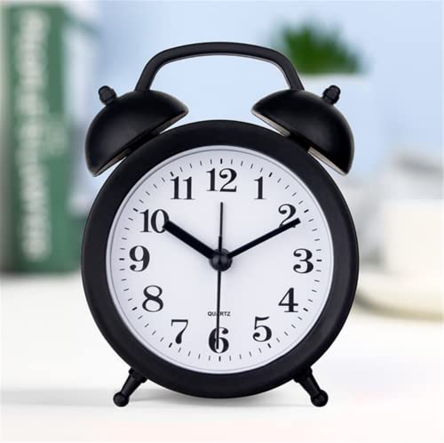 Txy Kids Alarm Clock Double Bell Clock Classic Home Cute Battery Operated Analog Mini Round Bedside Desk Alarm Clock Kid Gifts Children's Student Alarm Clock Home Decoration (Black) #TOP3