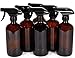 Price comparison product image Vivaplex, 6, Large, 16 oz, Empty, Amber Glass Spray Bottles with Black Trigger Sprayers
