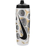 Nike Unisex REFUEL BOTTLE 24 OZ GRAPHIC Bottles, CLEAR/BLACK/FLT GOLD/FLT SILVER/BLACK, 24