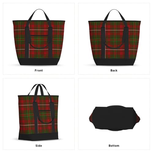 Scottish Clan Hay Red Green Tartan Large Capacity Insulated Shopping Tote Bag – Keeps Food Cold/Hot For Hours, Ideal For Travel, Groceries & Outdoor Use2