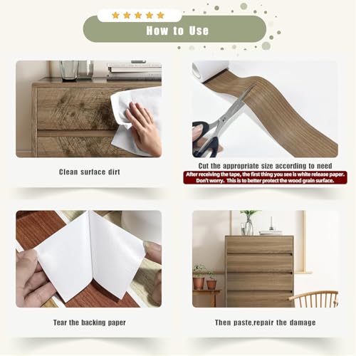 Image of Dark Brown Colour Wood Border Wallpaper Peel and Stick Wooden Contact Paper for Countertops Border, Wall Corners Stickers and Wall Decor Waterproof Self Adhesive 4x240 Inch