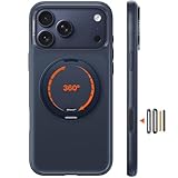 TORRAS iPhone 17 Pro Max 用ケース 【カチカチ・多機能360度回転スタンド】リング Ostand O3 Fitness MagSafe対応 米軍MIL規格耐衝撃 スタンド 指紋防止 黄変防止 カメラコントロールボタン付き ストラップホール 半透明 撮影/動画視聴/日常の記録 手のひらサイズの映像革命 ブルー