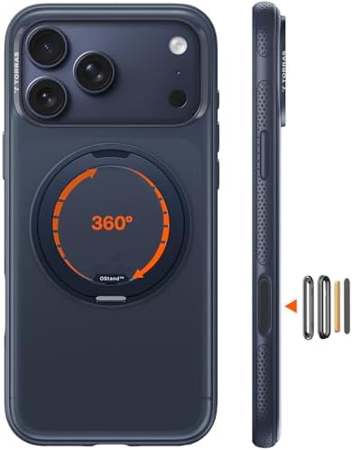 （02:00時点） TORRAS iPhone 17 Pro Max 用ケース 【カチカチ・多機能360度回転スタンド】リング Ostand O3 Fitness MagSafe対応 米軍MIL規格耐衝撃 スタンド 指紋防止 黄変防止 カメラコントロールボタン付き ストラップホール 半透明 撮影/動画視聴/日常の記録 手のひらサイズの映像革命 ブルー