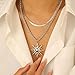 Kysin Chiys Gold Stackable Layered Sun Disc Circle Pendant Choker Necklace Cuban Herringbone Snake Paperclip Chain Necklaces Set Jewelry for Women - Silver