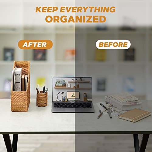 Gaiamade Rattan Magazine File Holder And Pen Cup Bundle, Rattan Magazine Organizer, Magazine Holder For File, Newspaper, Wicker Pencil Holder, File Holder For Storage And Organization #TOP1