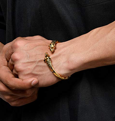 Wonder Care Elephant Face Kada For Men And Women, Antique Finish Bahubali Cuff Bracelet For Men, Boys, Women, Girls | Religious Boho Bracelet | Free Size (Golden) Bracelet For Maha Shivratri #TOP3