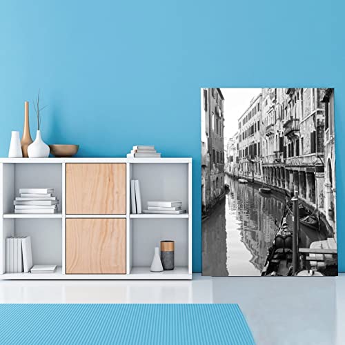 Venice Canal Travel Poster Black And White Poster Of Seaside Architecture Canvas Painting Posters And Prints Wall Art Pictures For Living Room Bedroom Decor 24X32Inch(60X80Cm) Unframe-Style #TOP1