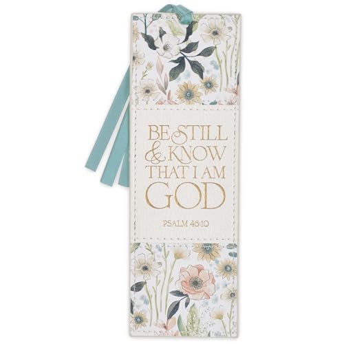 Image of Christian Art Gifts Cute Faux Leather Bookmark for Women: Be Still & Know