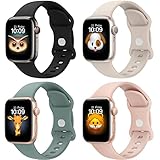 BRG 4 Pack Bands for Apple Watch Band 38mm 40mm 41mm 42mm 44mm 45mm 49mm, Women and Men Sport Apple Watch Bands, Soft Silicone Strap Replacement for iWatch Bands Ultra SE Series 8 7 6 5 4 3 2 1