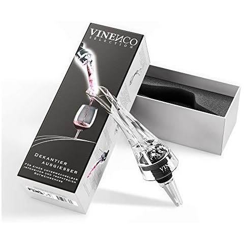 Wine Decanter Aeretor Stopper + Tasting eBook - Drip Free Aerating Pourer Top Spout for Instant Aeration, Spirits, Red White Wine Bottles | Breather Aerator Decanting Chiller, Gift Accessories Gadget Cover