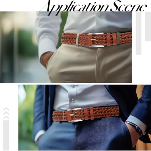 GORGECRAFT Cinto masculino de couro trançado casual de 111 cm cinto masculino de couro sintético tra
