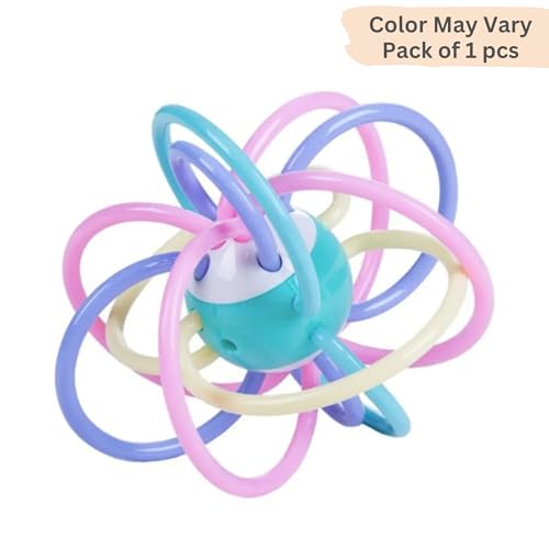 Image of Lefan Infant Silicone Sensory Baby Teether Tube Ball Loopi Toy Sensory Teething Toys with Rattle for Babies 3-12 Months New Borns-Multicolor