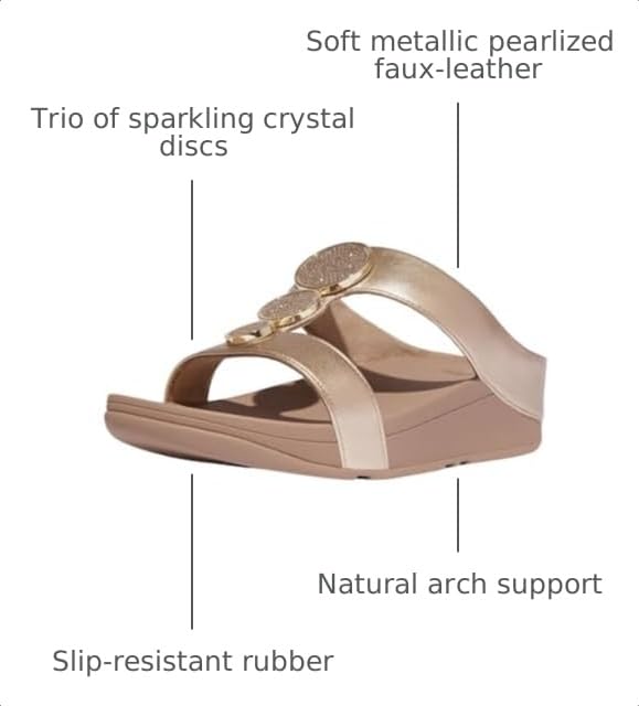 Image of FitFlop Halo Bead-Circle Metallic H-Bar Slides