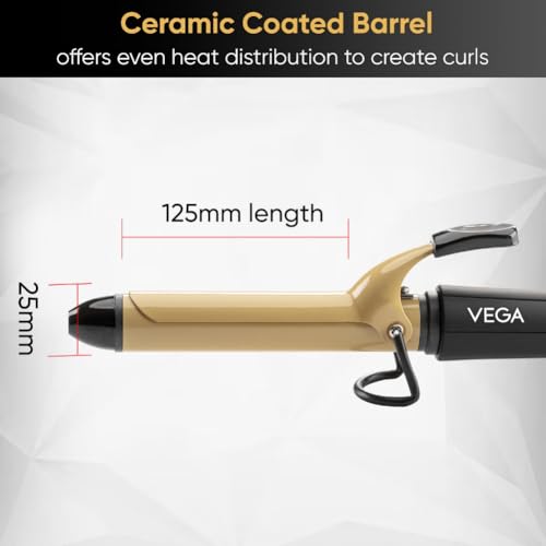 Vega Ease Curl 25 mm Barrel Hair Curler for Women with Ceramic Coated Plates, Safety Stand, Cool Tip, Fast Heatup, Hair Curling, Hair Styling for Women, (VHCH-02) - Image 4