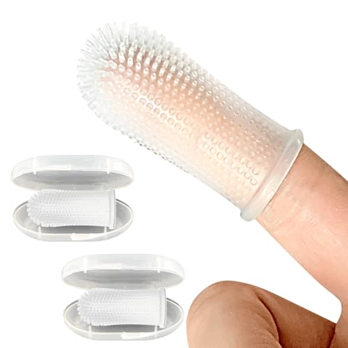 Image of Itsy Bitsy People Baby Toothbrush, 360 Degree Bristle Silicone Baby Toothbrush 6 to 12 Months, and Toddler Toothbrushes 1-2, Set of 2 - Clear