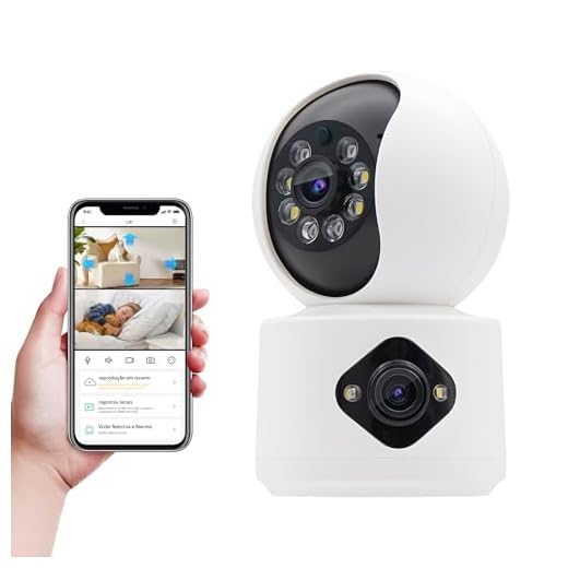 Camera de Segurança WiFi para Casa, Camera Inteligente Sem Fio para Interior, Baba Eletronica com Camera, Visão Noturna Infravermelha, Chamada de Voz Bidirecional, Camera Dupla Sem Ângulos Cegos