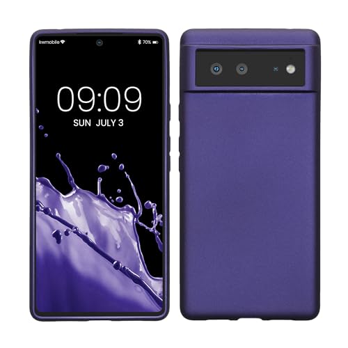 kwmobile Case for Google Pixel 6 Case - Soft Slim Metallic TPU Silicone Cover - Metallic Blue Violet