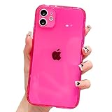 OWLSTAR Compatible with iPhone 11 Case, Cute Neon Clear Soft Phone Case for Women and Girls, Flexible Slim TPU Shockproof Transparent Bumper Protective Cover (Hot Pink)