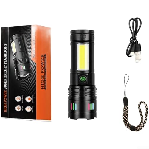 Linterna LED para camping, luz blanca de 30 W, batería recargable de 6000 mAh, carga rápida tipo C, zoom ajustable, aleación de aluminio, senderismo al aire libre (X706-3)