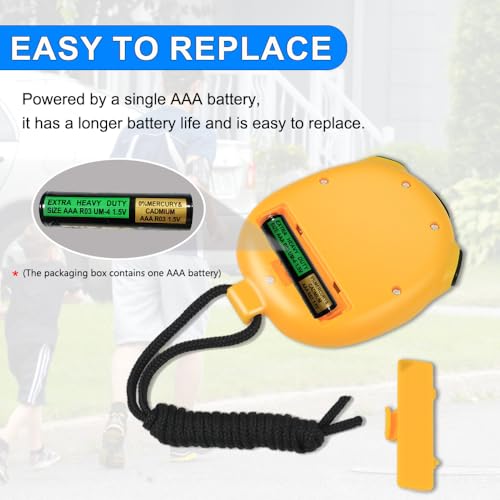 Chronomètre avec Compte à Rebours, Chronomètre Numérique Simple D'utilisation pour Le Sport, Compte à Rebours-Alarme-Bouton-Son, Pile AAA Incluse, Jaune – Image 4