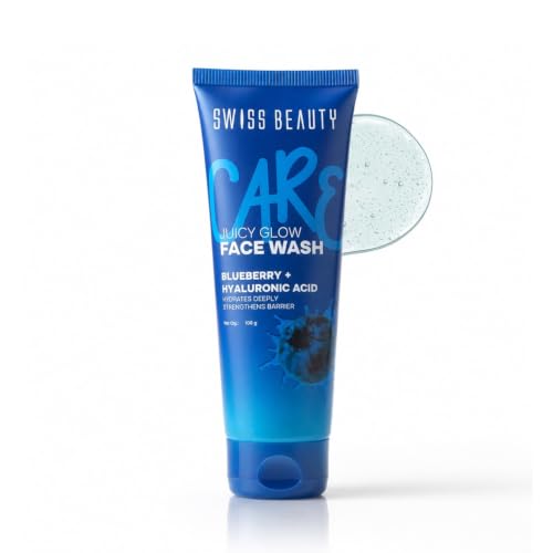 Image of Swiss Beauty Care Juicy Glow Face Wash | Blueberry + Hyaluronic Acid| Removes Dirt & Grime | Thick, Gel-Based Texture |Improves Skin Texture | Deeply Nourishes | Gently Exfoliates
