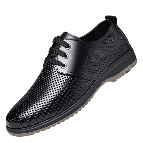 Men's Breathable Genuine Leather Slip-On Loafers Business Casual Comfortable Dad Shoes Lightweight All-Day Wear Oxfords