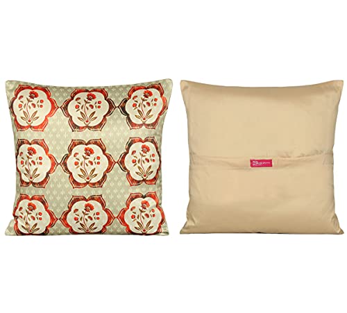 Image of India Circus by Krsnaa Mehta Ancient Haathi Multicolor Satin Blend Cushion Pillow Covers Set of 5 (16 x 16 Inches)