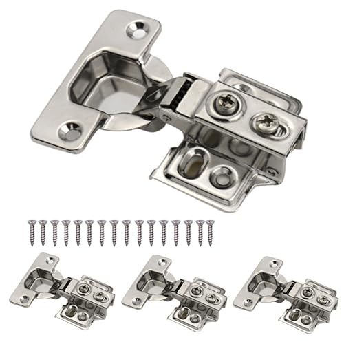 4 Pack Soft Close Cabinet Door Hinges for Full Overlay Cupboard, 100 Degree Opening Angel, Stainless Concealed Kitchen Cabinet Hinges with Mounting Screws