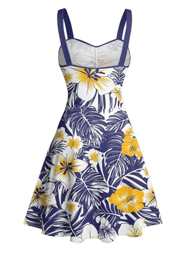 Image of DRESSFO Matchable Couples' Outfit Tropical Flower Leaf Print Button-up Shirt Or Strappy Dress