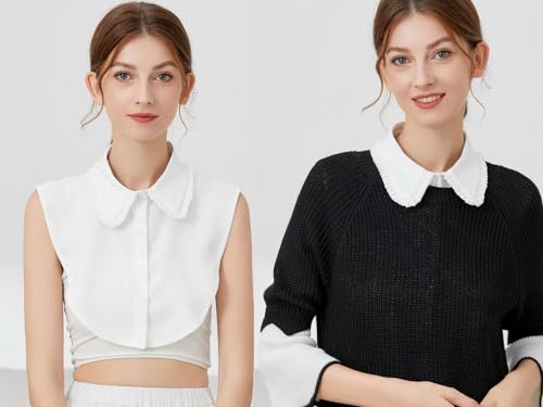 Shinywear Rhinestone Fake Collar Detachable Dickey Collar Blouse Half Shirts Peter Pan Faux False Collar for Women2