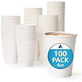 Nationwide Paper 100 x 6oz Disposable Single Wall White Paper Cups Without Lids, Hot & Cold Drinks Perfect for Your Home, Cafe, Work, Parties and Outdoors, 180ml