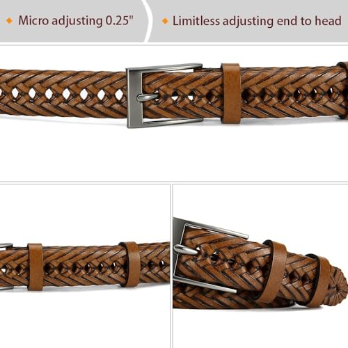 Image of DOOPAI Men's Braided Leather Dress Belt, Adjustable