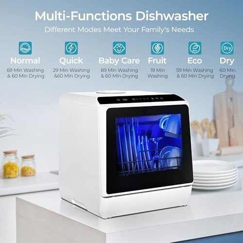 image for EUHOMY Mini Portable Dishwasher Countertop Compact Dishwashers, Tablet
