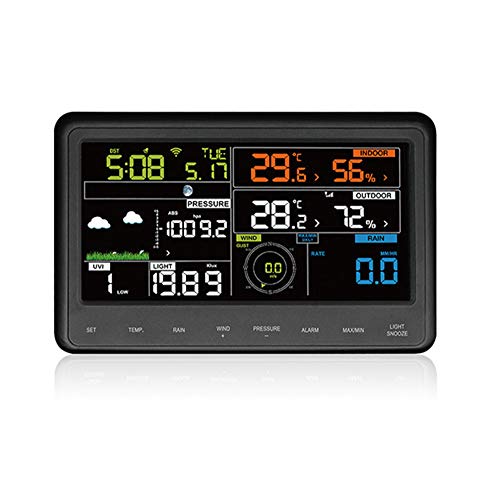 Dsqcai Solar Weather Station Connected PC 433Mhz Professional Wireless Weather Meter with Temperature Humidity Wind Speed Indoor Outdoor Thermometer