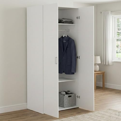 Dmora - Armoire à deux portes battantes avec deux étagères internes et tringle à vêtements,...