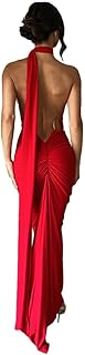 Women Sexy Backless Bodycon Sleeveless Open Back Maxi Dress for Going Out, Elegant Party Cocktail Long Dress - Buy now