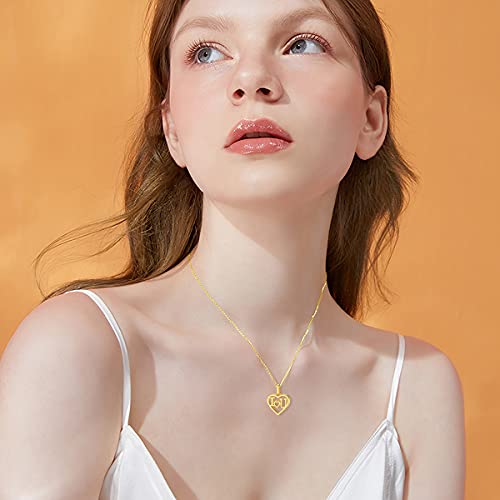 Solid 14K Gold Love Heart Necklace for Womens, I Love You with All My Hearts Gold Thick Double-Sided Heart Pendant Love Jewelry Anniversary Mothers Day Gift for Mom, Wife - Image 3