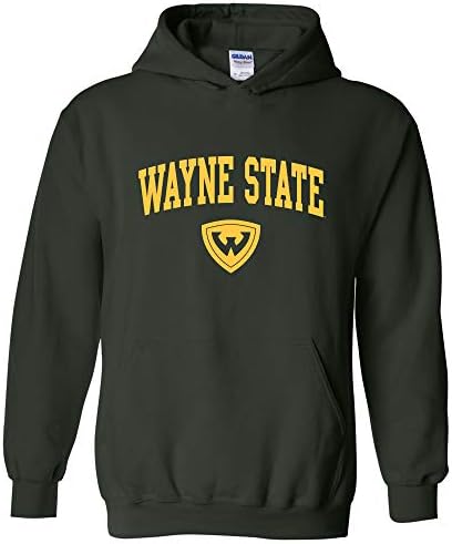 UGP Campus Apparel NCAA Officially licensed College - University Team Color Arch Logo Hoodie, Wayne State Warriors Forest, X-Large