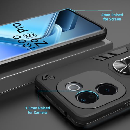 Image of NDCOM for Vivo T3 Pro 5G Back Cover and Iqoo Z9s Pro Back Cover | Stylish and Protective Shockproof Ring Holder Case