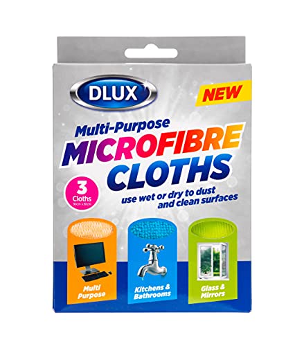 HOMESHOPA Multipurpose Microfiber Cleaning Cloth, Pack of 3 Super Absorbent Washable Reusable Lint Free Cleaning Dusting Cloths for Kitchen & Bathroom, Furniture & Woods, Glass & Mirror, 30cm x 30cm