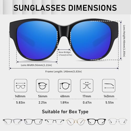 Image of HAOLOTA Fit Over Glasses Sunglasses for Women Polarized | Over Glasses Sun Glasses, UV400 Polarized Lens, Trendy Cat Eye Sunglasses, Lightweight and Flexible, Driving, Daily Use
