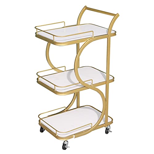サービスワゴン キャスター付き、3段キッチンカート ハンドル付き 、大理石のカウンタートップ、塗装処理、錆びにくい、キッチンホテル用、2つのサイズが利用可能