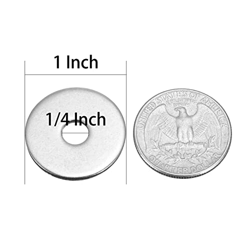 Image of 1 /4 inch x 1 inch Stainless Fender Washer,18-8 (304) Stainless Steel Flat Washer,1 /4 inch ID x 1 inch OD x 0.078 inch Thick(40Pcs) | Thickness: 0.078 inch, Inner diameter: 1 /4 inch , Outside diameter: 1 inch, Material: 18-8 (304) Stainless Steel