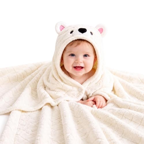 Image of Baby Hooded Towels with Animal Design, Soft & Absorbent Bath Towel with Hood for Newborn Babies Infant Toddler Kids Boy and Girl Essentials 32x49Inch (Bear)