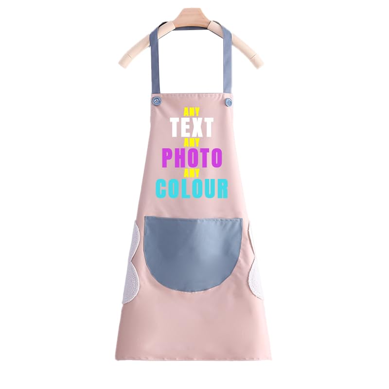 Personalized Apron with Photo Text for Women and Men | Waterproof Apron with Pockets | Custom Aprons for Cooking, Baking, Waitress, Chef