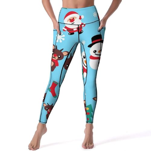 Pantalon de sport yoga taille haute femmes motif snowman elk S