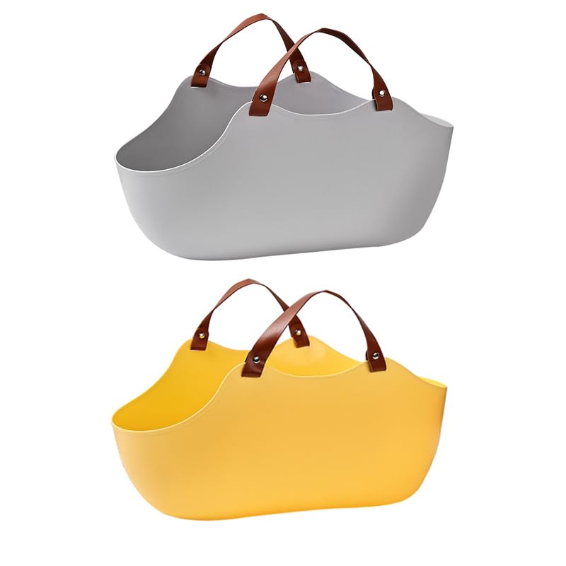 Pxyz Open Cat Litter Box, Large Nonstick Litter Pan Durable Standard Litter Box,Silicone cat Toilet,Small & Large Cats Easy to Clean (Yellow+Gray)