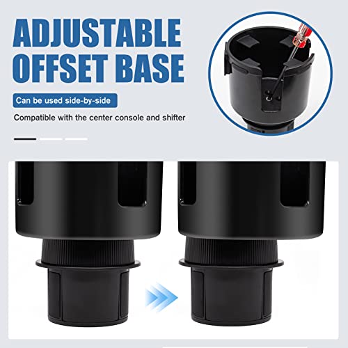 Adjustable Two-Pack Car Cup Holder Extender with Phone Holder with Offset Adjustable Base,Compatible with Large 32/40 Ounce Bottles and Coffee Mugs,Other 3.4\" - 4\" Large Bottle Water Cups - Thumbnail 5